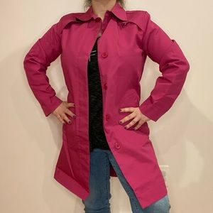 Y2K Barbiecore Trench Coat Pink Midi Length Small New York City Style Vintage